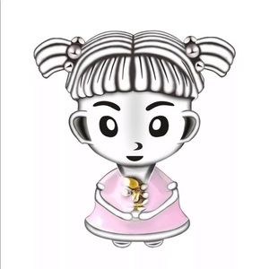 NEW•Silver & Pink enamel Girl DIY charm